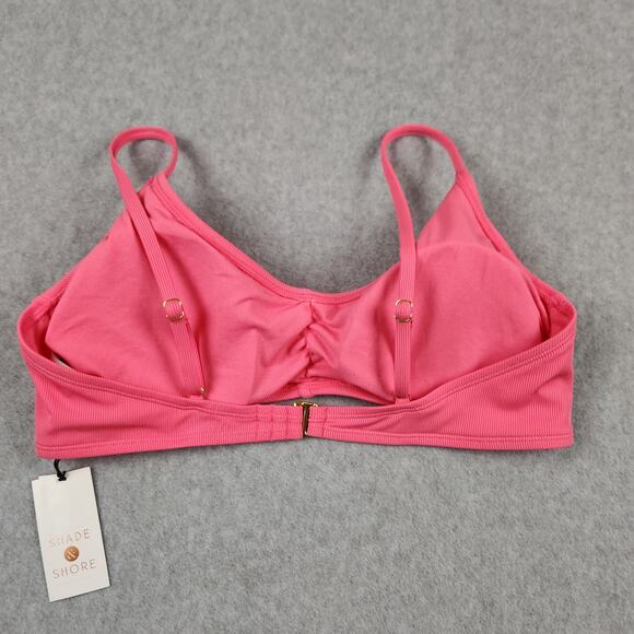 NWT Shade & Shore Bikini Top Size Large Pink Ribbed Removable Pads Adj Straps - Picture 7 of 16